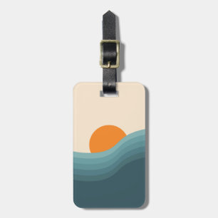 Retro style abstract sunset landscape luggage tag