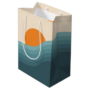 Retro style abstract sunset landscape medium gift bag