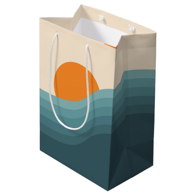 Retro style abstract sunset landscape medium gift bag (Back Angled)