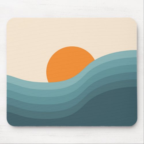 Retro style abstract sunset landscape mouse pad