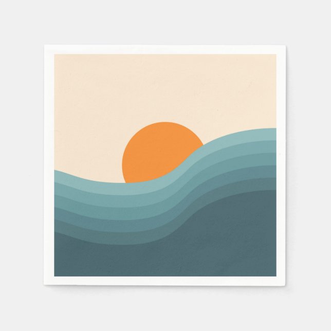 Retro style abstract sunset landscape napkins (Front)