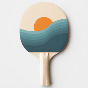 Retro style abstract sunset landscape ping pong paddle