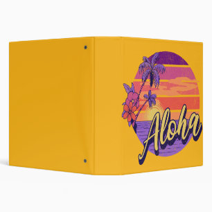 Retro style "Aloha" text design 3 Ring Binder