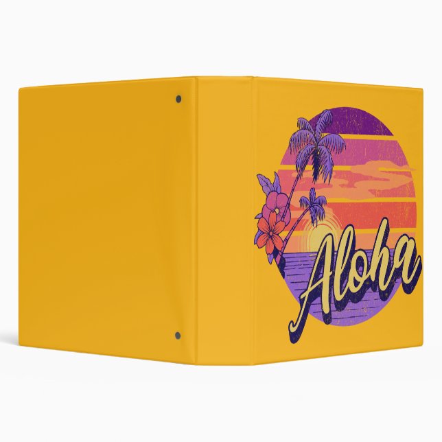 Retro style "Aloha" text design 3 Ring Binder (Background)