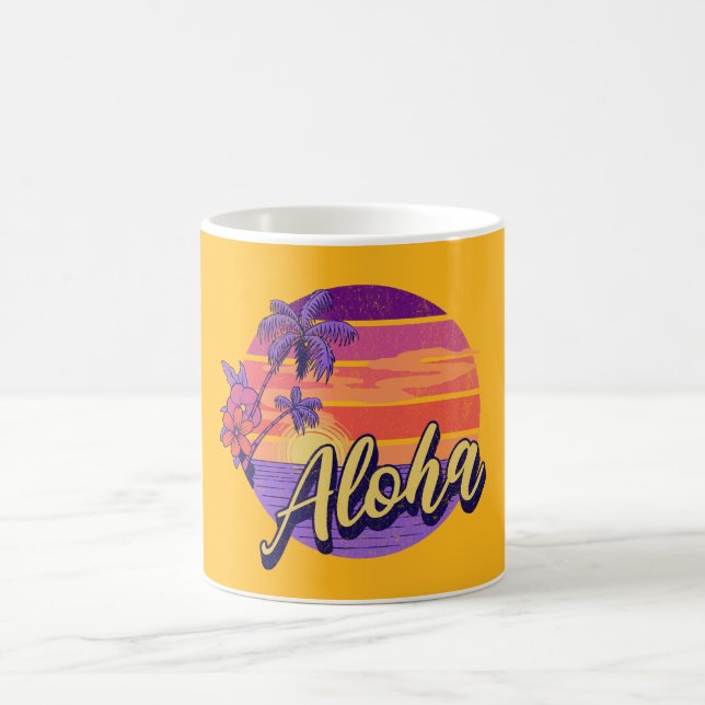 Retro style "Aloha" text design Coffee Mug (Center)