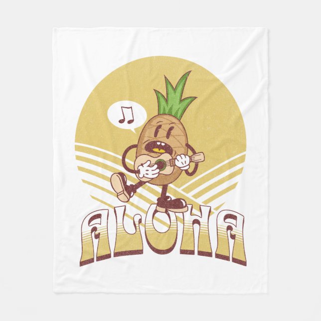 Retro style "Aloha" text design  Fleece Blanket (Front)