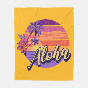 Retro style "Aloha" text design Fleece Blanket