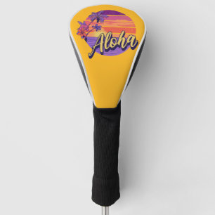 Retro style "Aloha" text design Golf Head Cover