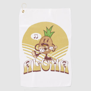 Retro style "Aloha" text design  Golf Towel