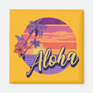 Retro style "Aloha" text design Magnet