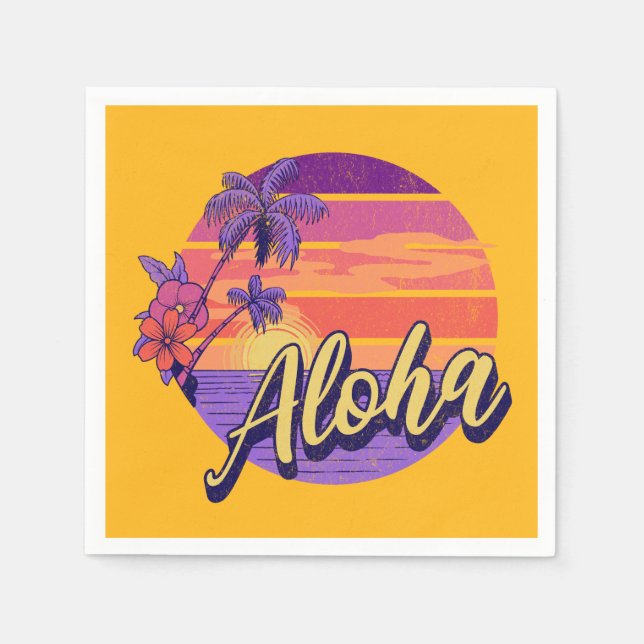 Retro style "Aloha" text design Napkins (Front)