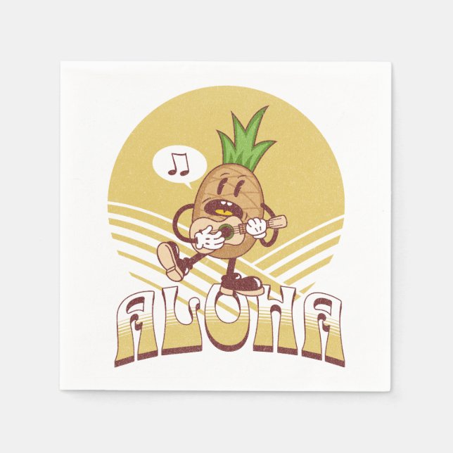 Retro style "Aloha" text design  Napkins (Front)