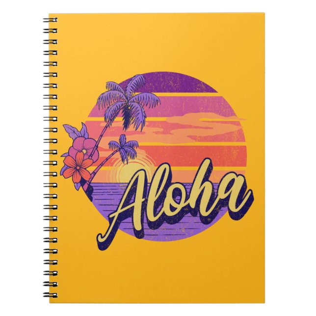 Retro style "Aloha" text design Notebook (Front)