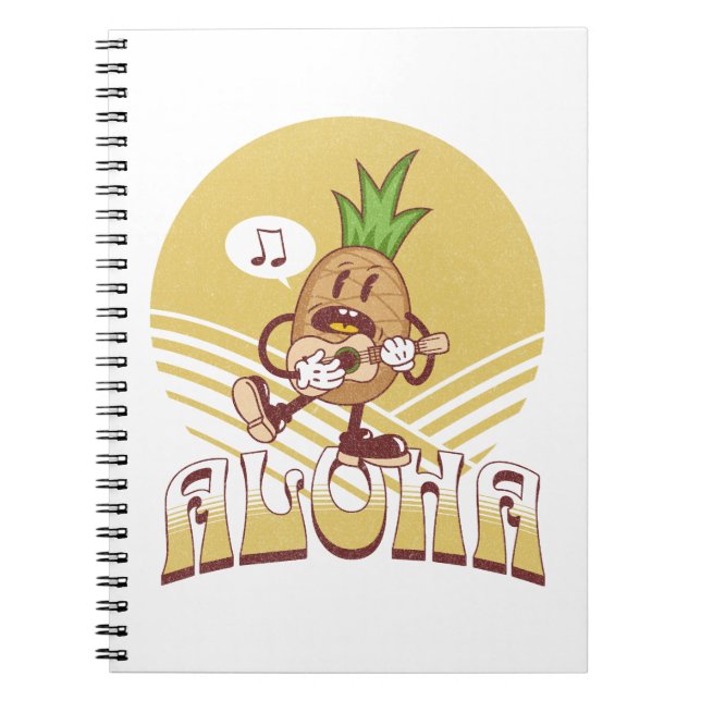 Retro style "Aloha" text design  Notebook (Front)