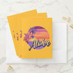 Retro style "Aloha" text design  Pocket Folder