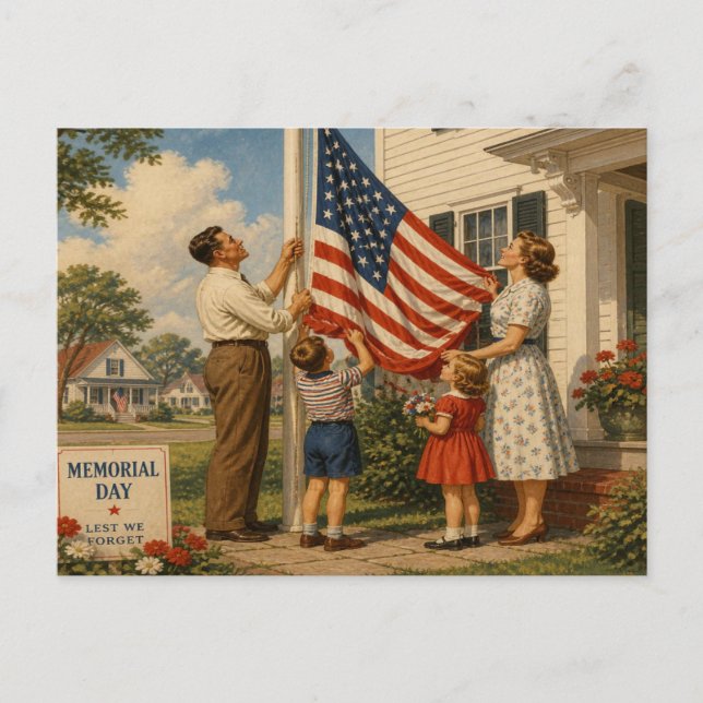 Retro-Style Americana Memorial Day Postcard (Front)
