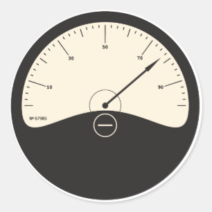 retro style analog meter dial classic round sticker