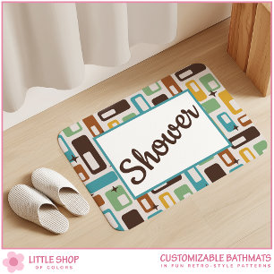 Retro-Style Atomic Capsules Pattern Customizable Bath Mat