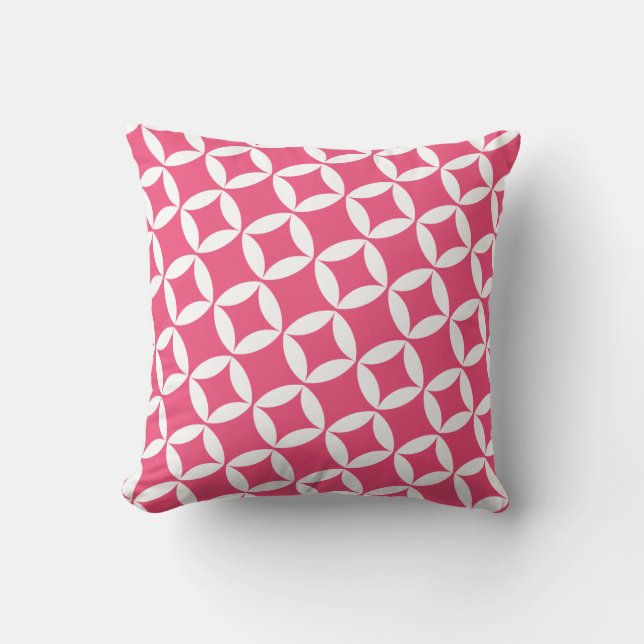 Retro Style Atomic Star Pattern in Berry Pink Throw Pillow (Front)