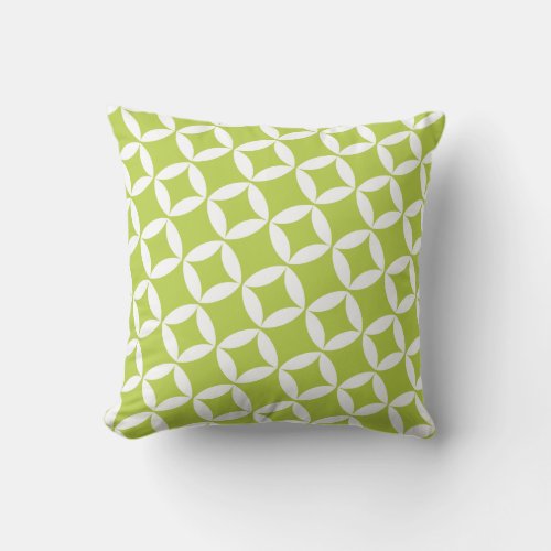 Retro Style Atomic Star Pattern in Lime Green Throw Pillow