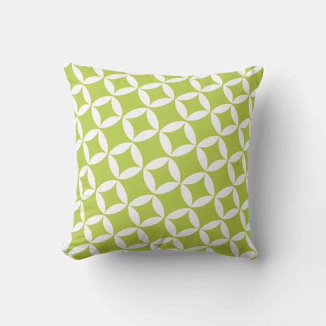 Retro Style Atomic Star Pattern in Lime Green Throw Pillow (Front)