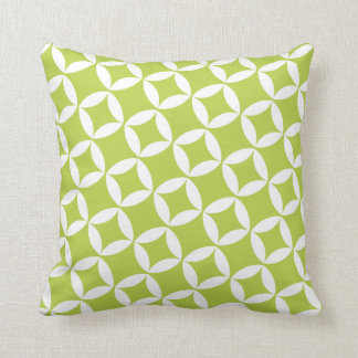 Retro Style Atomic Star Pattern in Lime Green Throw Pillow