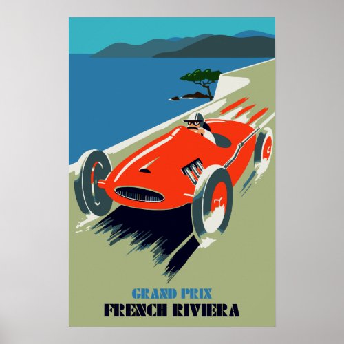 Retro style auto Grand Prix Rivira Poster