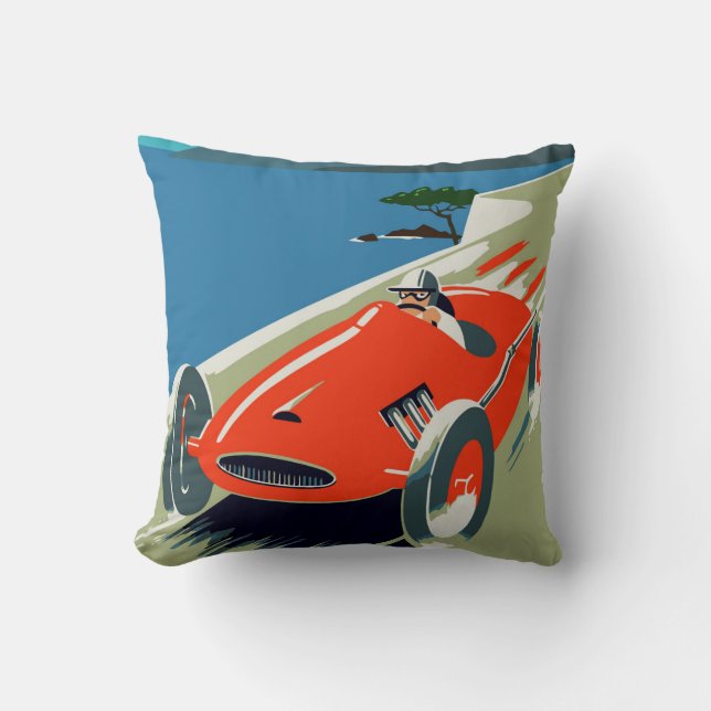 Retro style auto Grand Prix Rivièra Throw Pillow (Front)