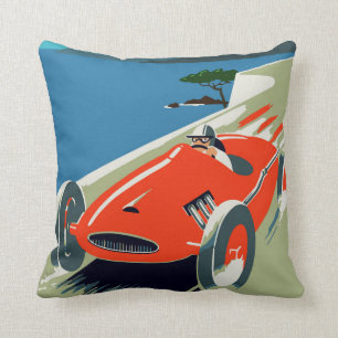 Retro style auto Grand Prix Rivièra Throw Pillow