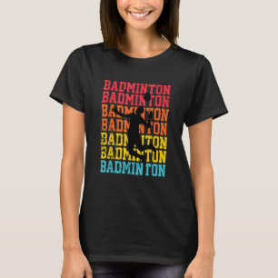 Retro Style Badminton Player Shuttlecock Birdie T-Shirt