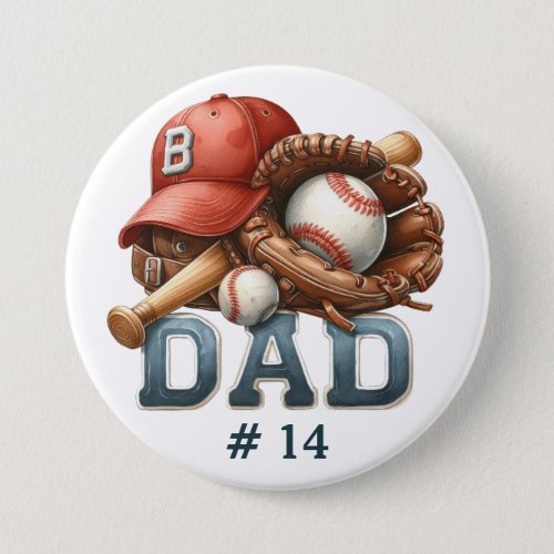 Retro Style Baseball Dad Personalized Button