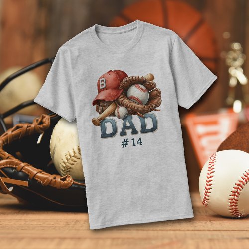 Retro Style Baseball Dad Personalized T_Shirt