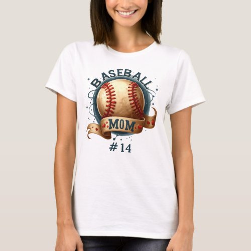 Retro Style Baseball Mom Personalized T_Shirt