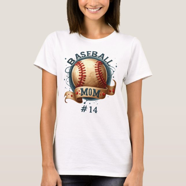 Retro Style Baseball Mom Personalized T-Shirt (Front)