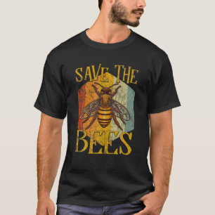 Retro Style Bee Beekeeper Graphic Earth Day Save T T-Shirt