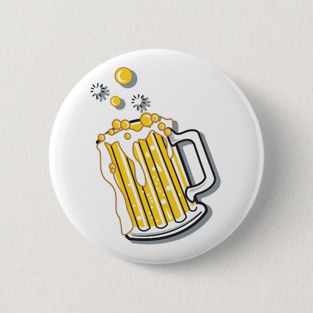 retro style beer graphic button (Front)