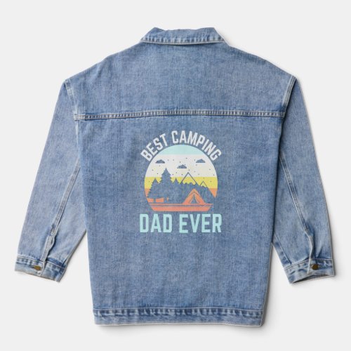 Retro Style Best Camping Dad Ever  Denim Jacket