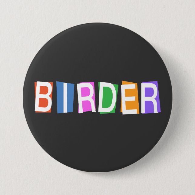 Retro-style Birder Pinback Button (Front)