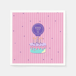 Retro style birthday party napkins