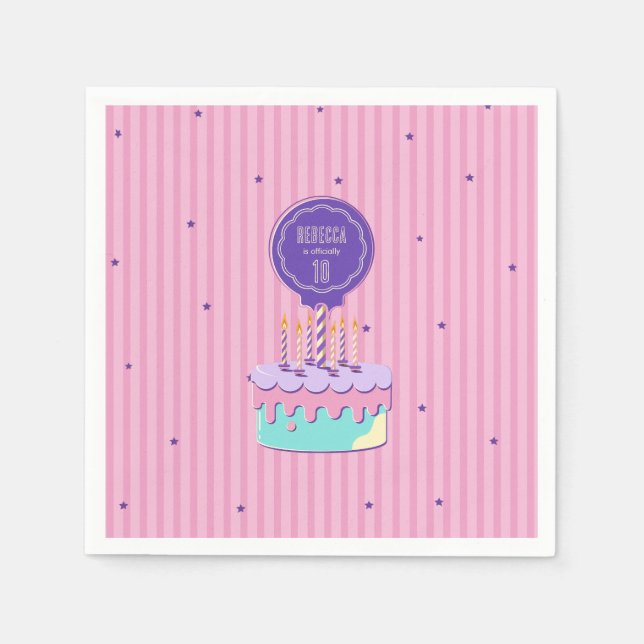 Retro style birthday party napkins (Front)