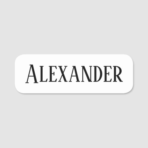 Retro Style Black and White Rectangular Name Tag