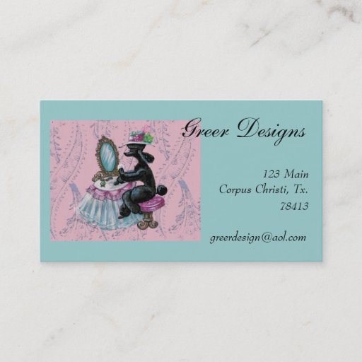 Customizable Retro Style Black Poodle Boudoir Business Cards