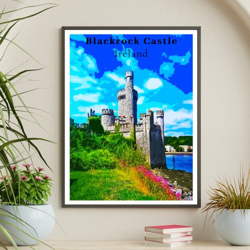 Retro Style Blackrock Castle Cork Ireland Poster