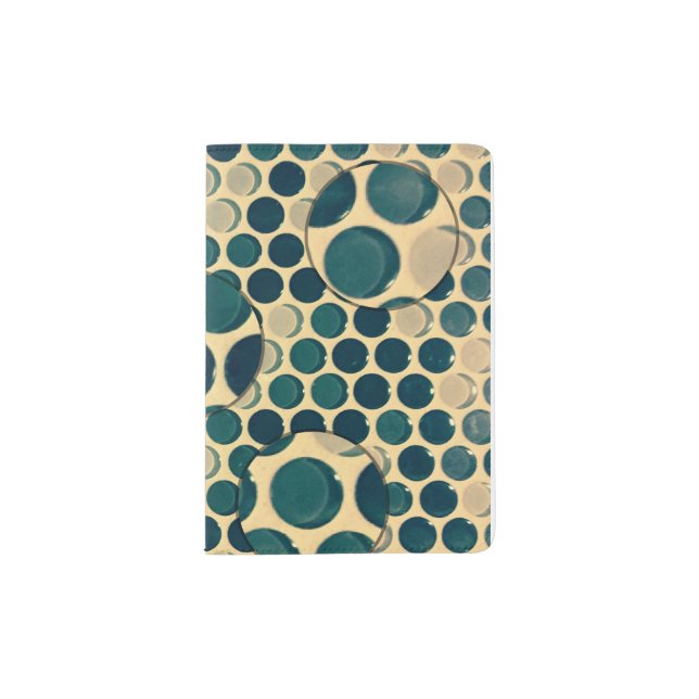 Retro style blue spots and circles passport holder (Front)