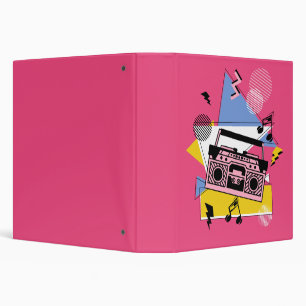 Retro style boombox design 3 ring binder