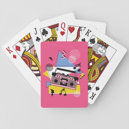Retro style boombox design playing cards