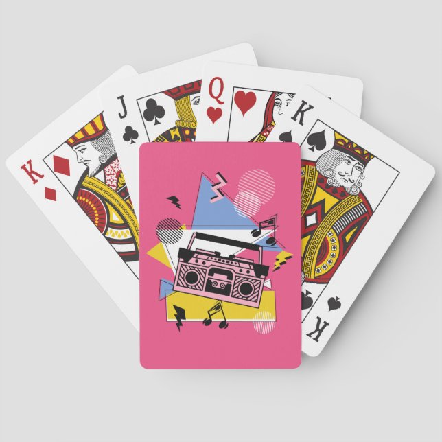 Retro style boombox design poker cards (Back)