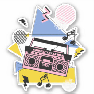 Retro style boombox design sticker