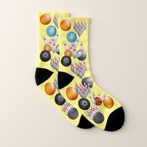 Retro Style Bowler Bowling League Socks