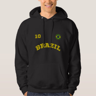 Retro Style Brazil Soccer Team Number 10 Football Hoodie